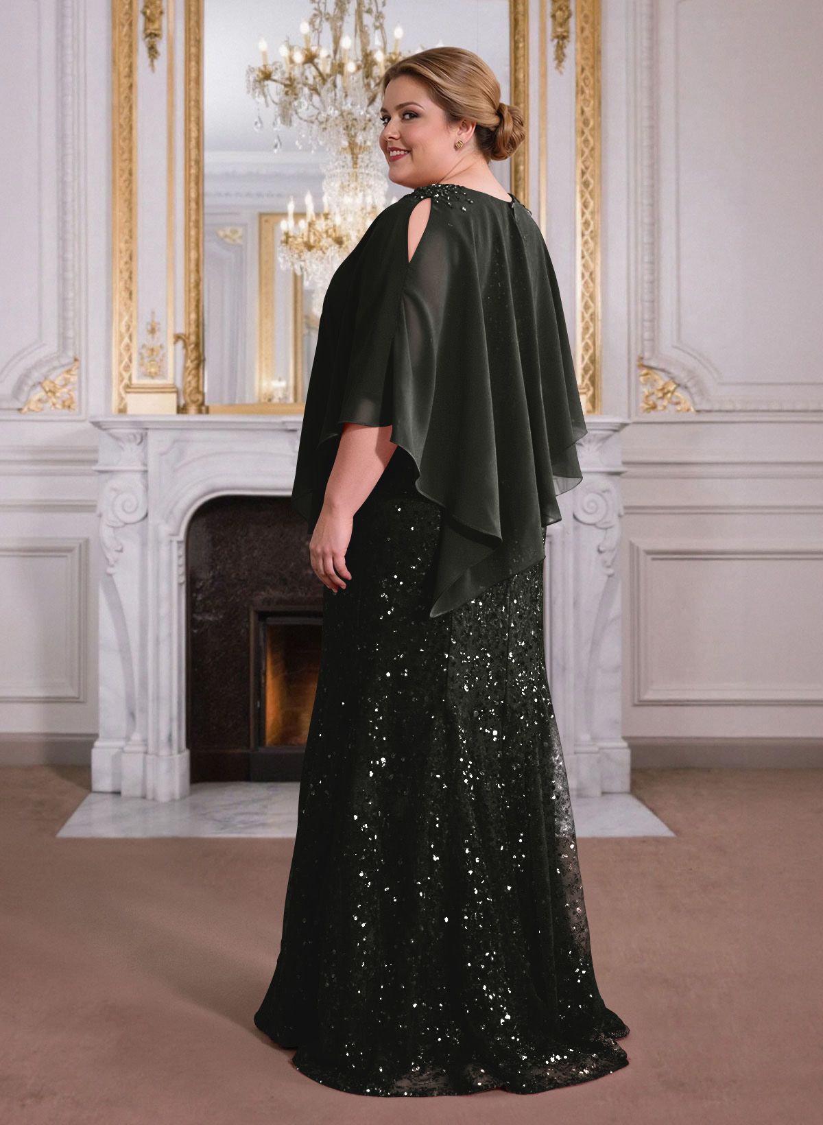 Elegant Floor-Length Chiffon/Sequined Mother Of The Bride Dresses With Beading