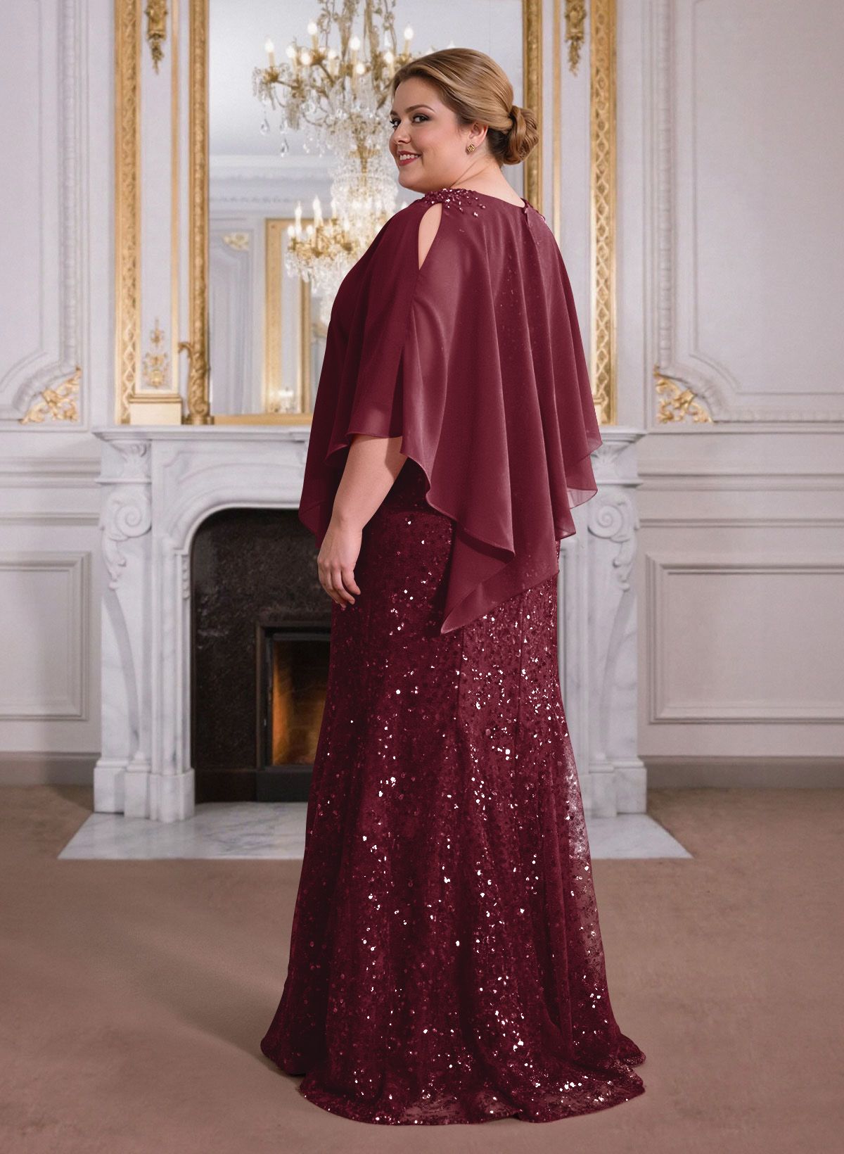 Elegant Floor-Length Chiffon/Sequined Mother Of The Bride Dresses With Beading