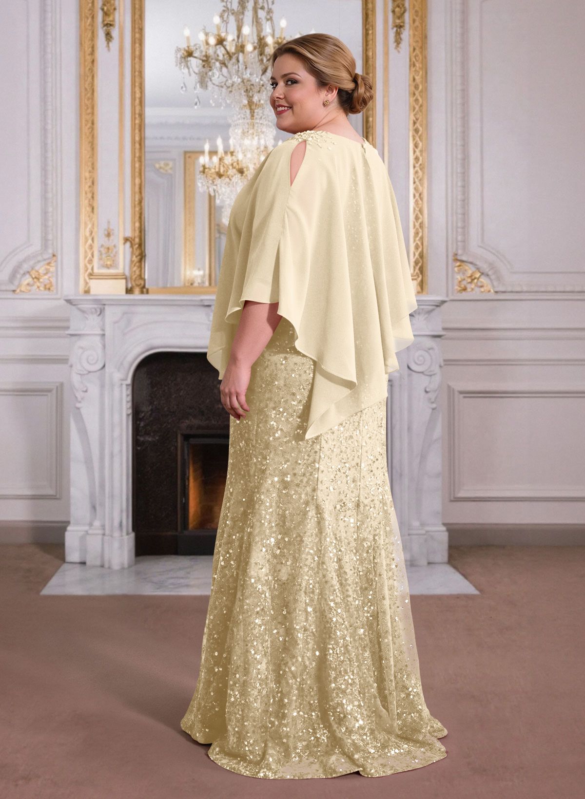 Elegant Floor-Length Chiffon/Sequined Mother Of The Bride Dresses With Beading
