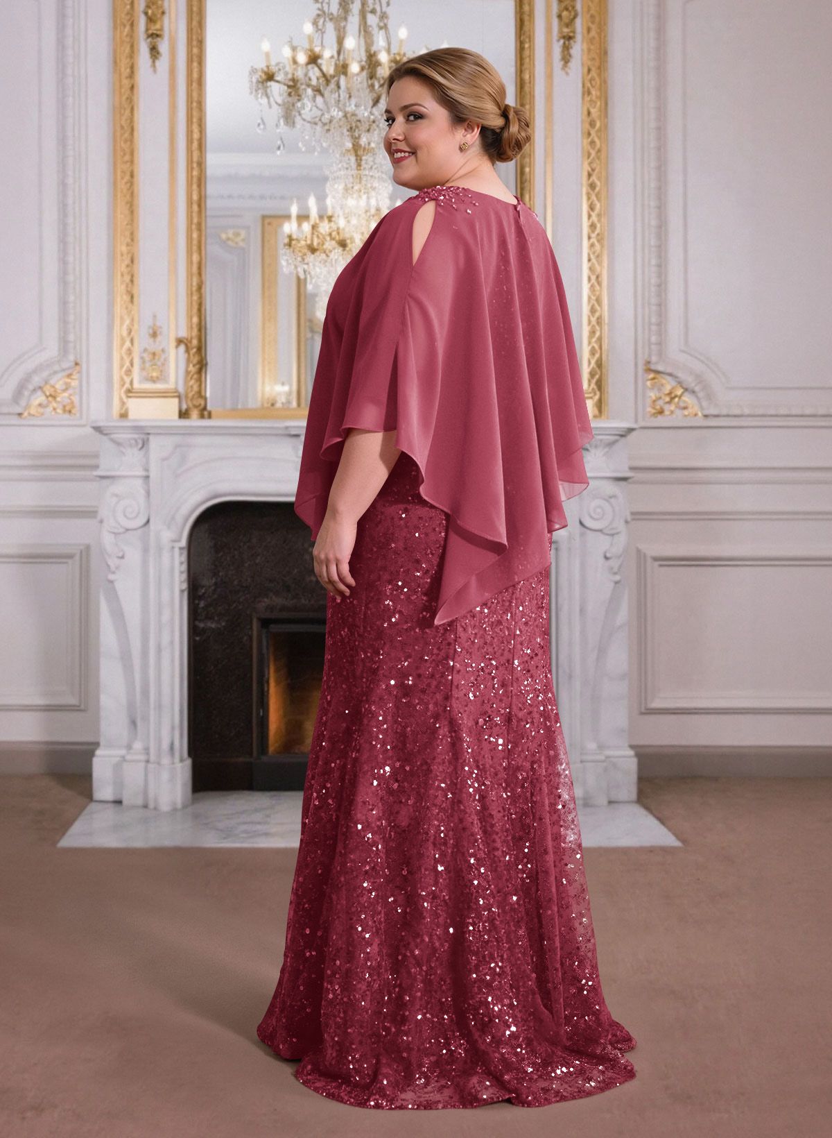 Elegant Floor-Length Chiffon/Sequined Mother Of The Bride Dresses With Beading