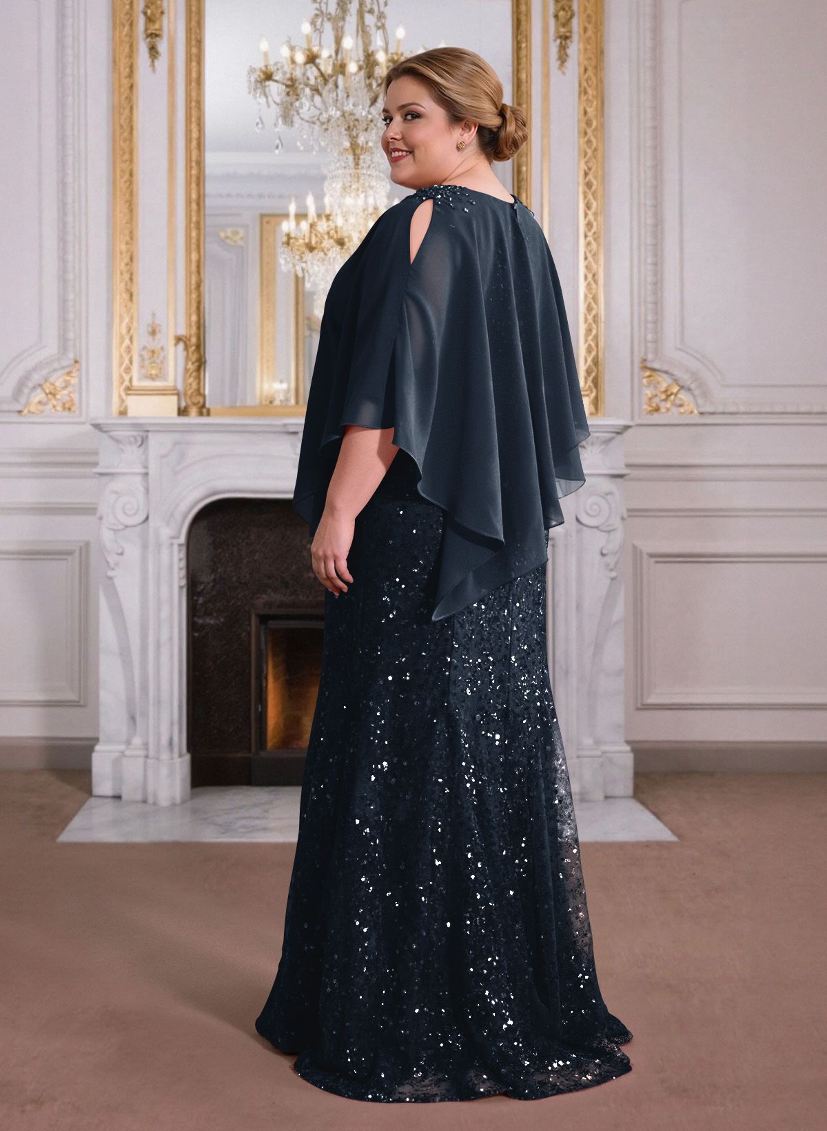 Elegant Floor-Length Chiffon/Sequined Mother Of The Bride Dresses With Beading