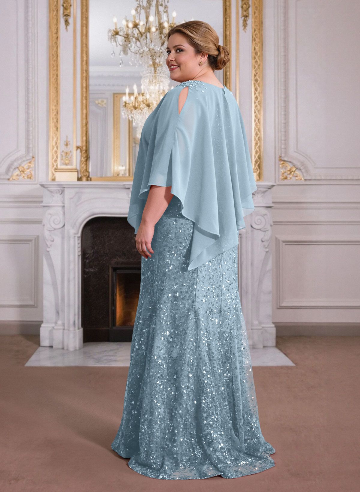 Elegant Floor-Length Chiffon/Sequined Mother Of The Bride Dresses With Beading