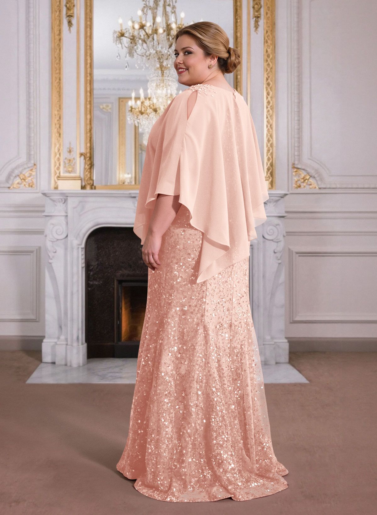 Elegant Floor-Length Chiffon/Sequined Mother Of The Bride Dresses With Beading