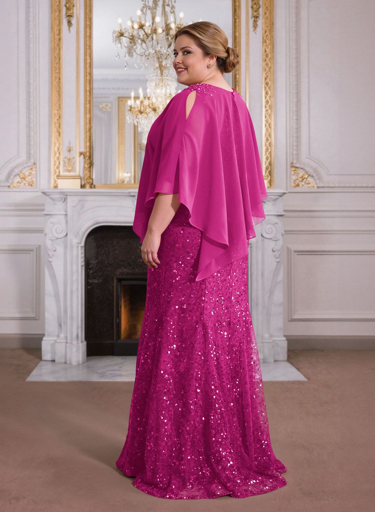 Elegant Floor-Length Chiffon/Sequined Mother Of The Bride Dresses With Beading