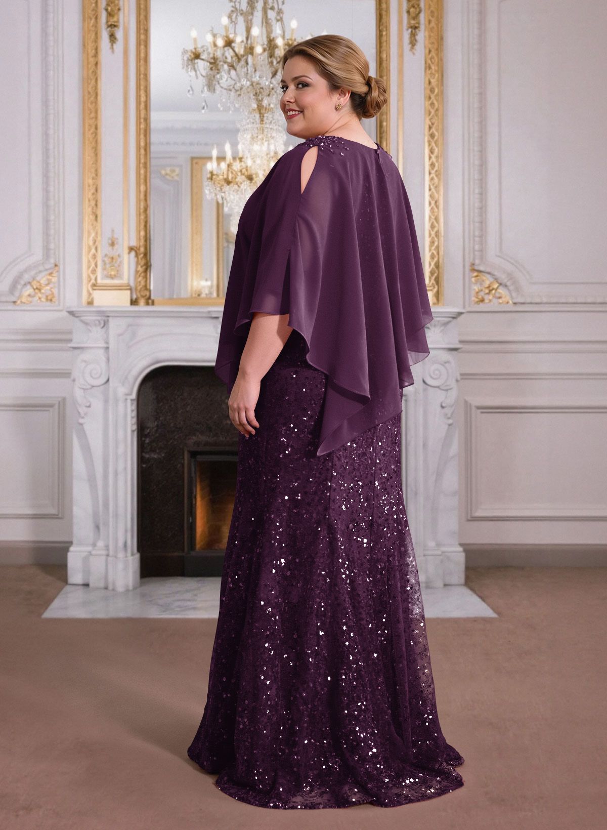 Elegant Floor-Length Chiffon/Sequined Mother Of The Bride Dresses With Beading