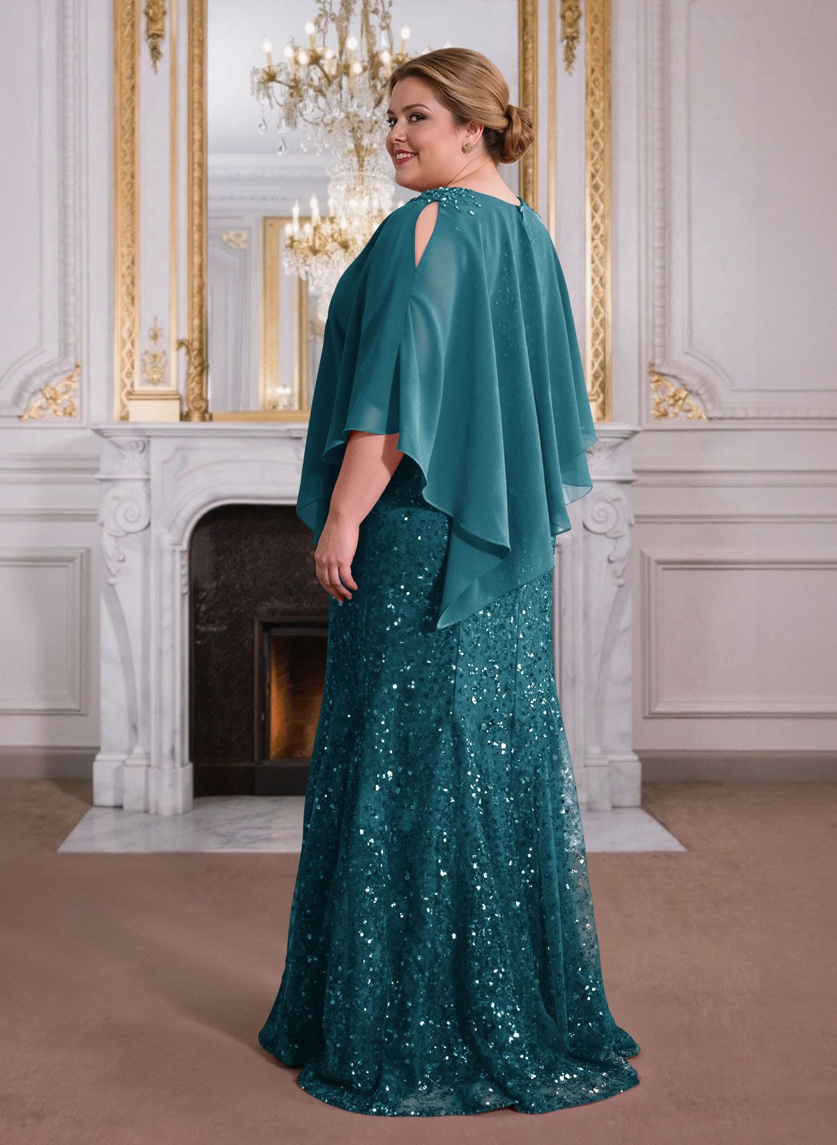 Elegant Floor-Length Chiffon/Sequined Mother Of The Bride Dresses With Beading