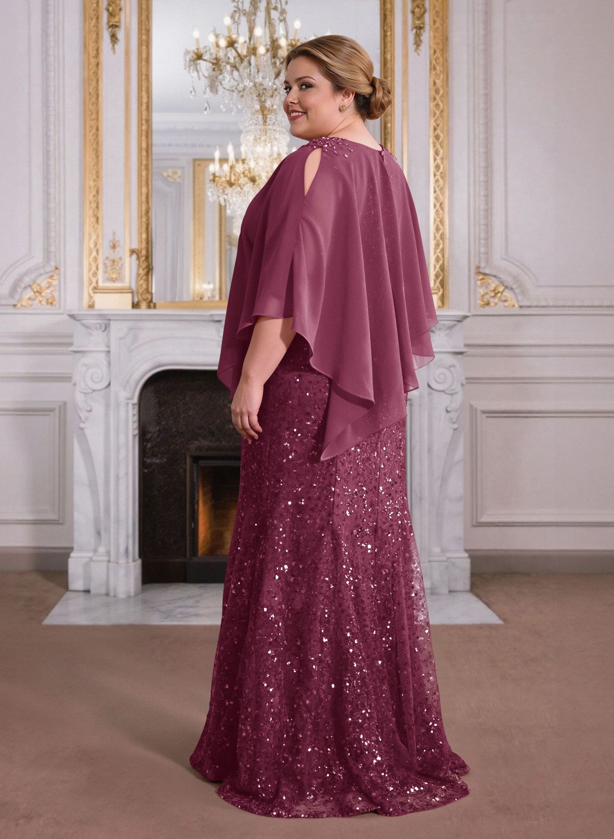 Elegant Floor-Length Chiffon/Sequined Mother Of The Bride Dresses With Beading