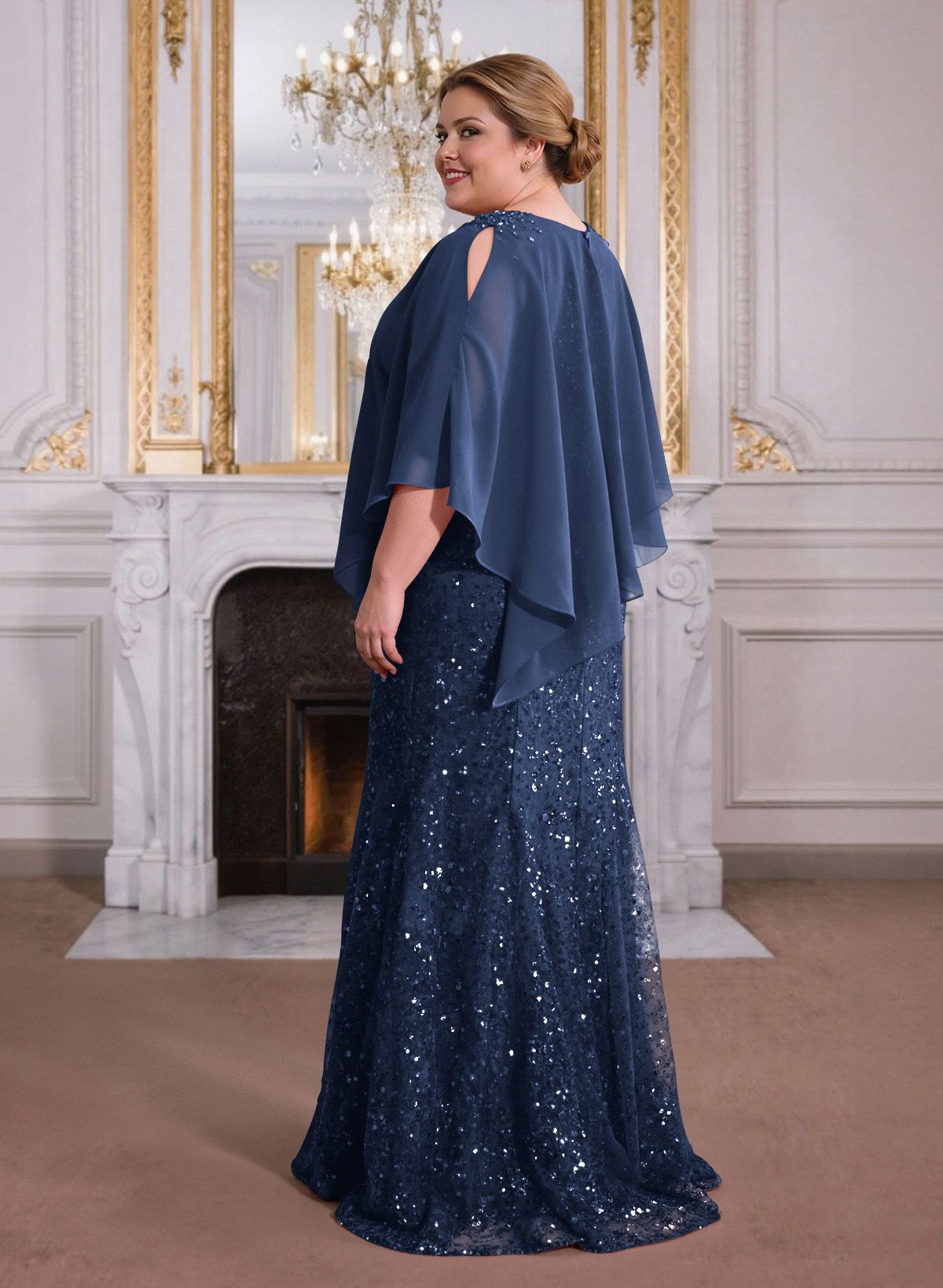 Elegant Floor-Length Chiffon/Sequined Mother Of The Bride Dresses With Beading