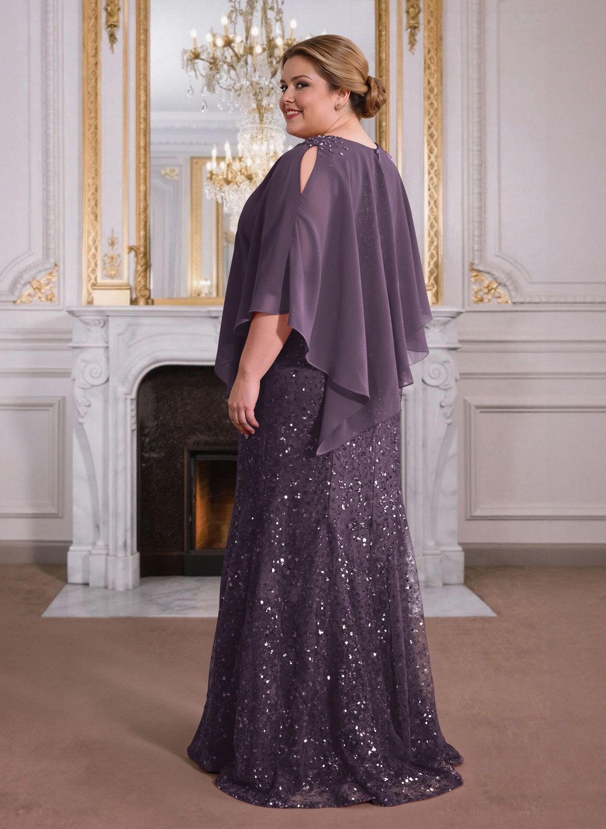 Elegant Floor-Length Chiffon/Sequined Mother Of The Bride Dresses With Beading