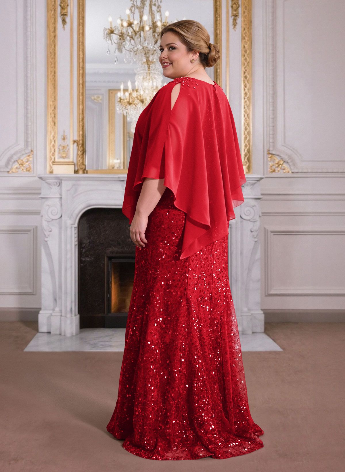 Elegant Floor-Length Chiffon/Sequined Mother Of The Bride Dresses With Beading