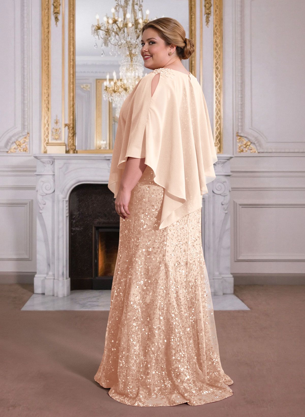 Elegant Floor-Length Chiffon/Sequined Mother Of The Bride Dresses With Beading