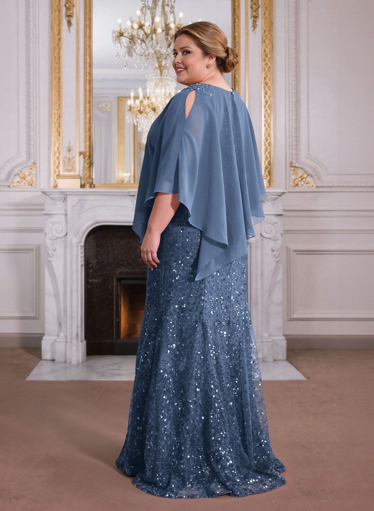 Elegant Floor-Length Chiffon/Sequined Mother Of The Bride Dresses With Beading