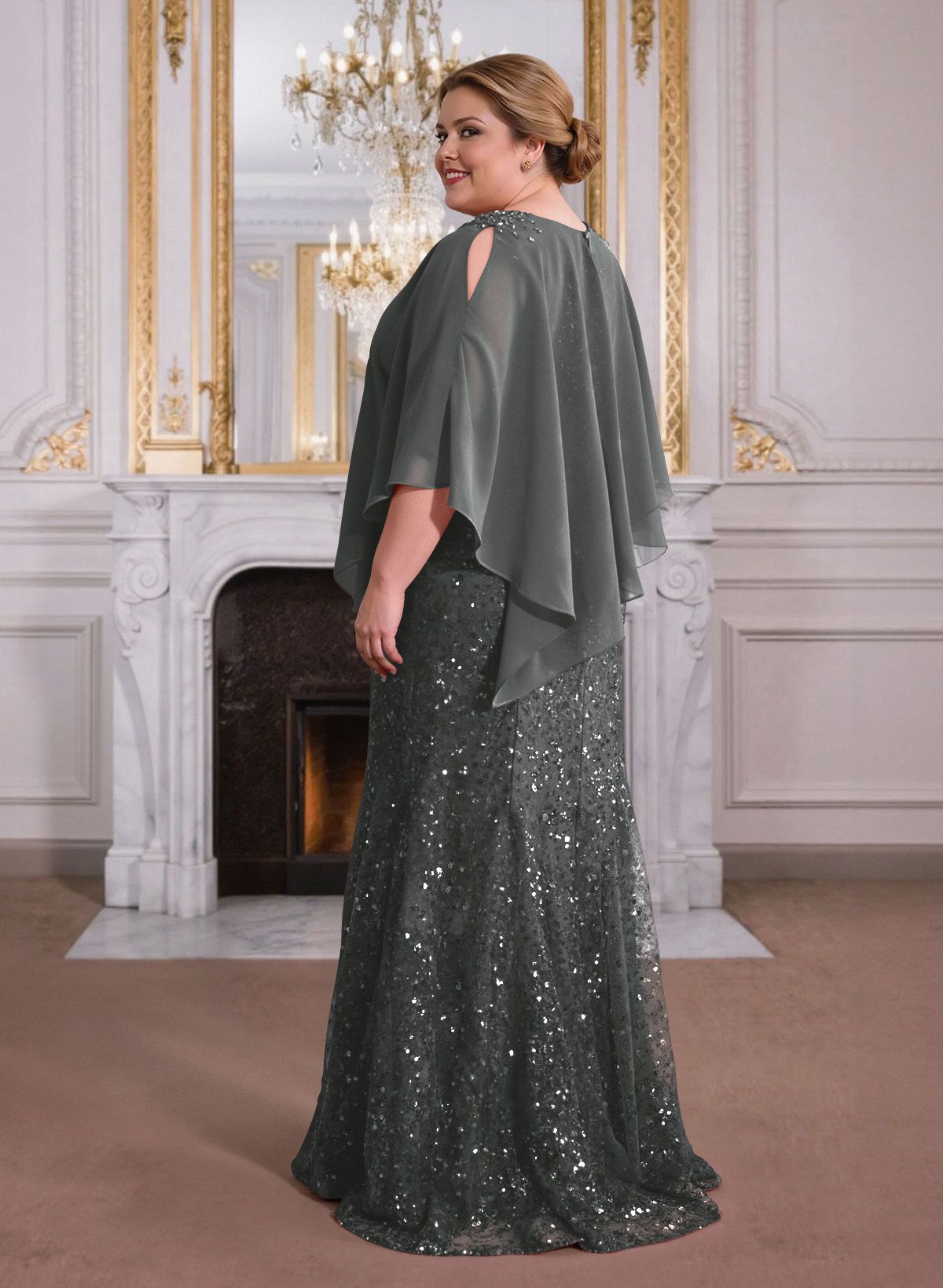 Elegant Floor-Length Chiffon/Sequined Mother Of The Bride Dresses With Beading