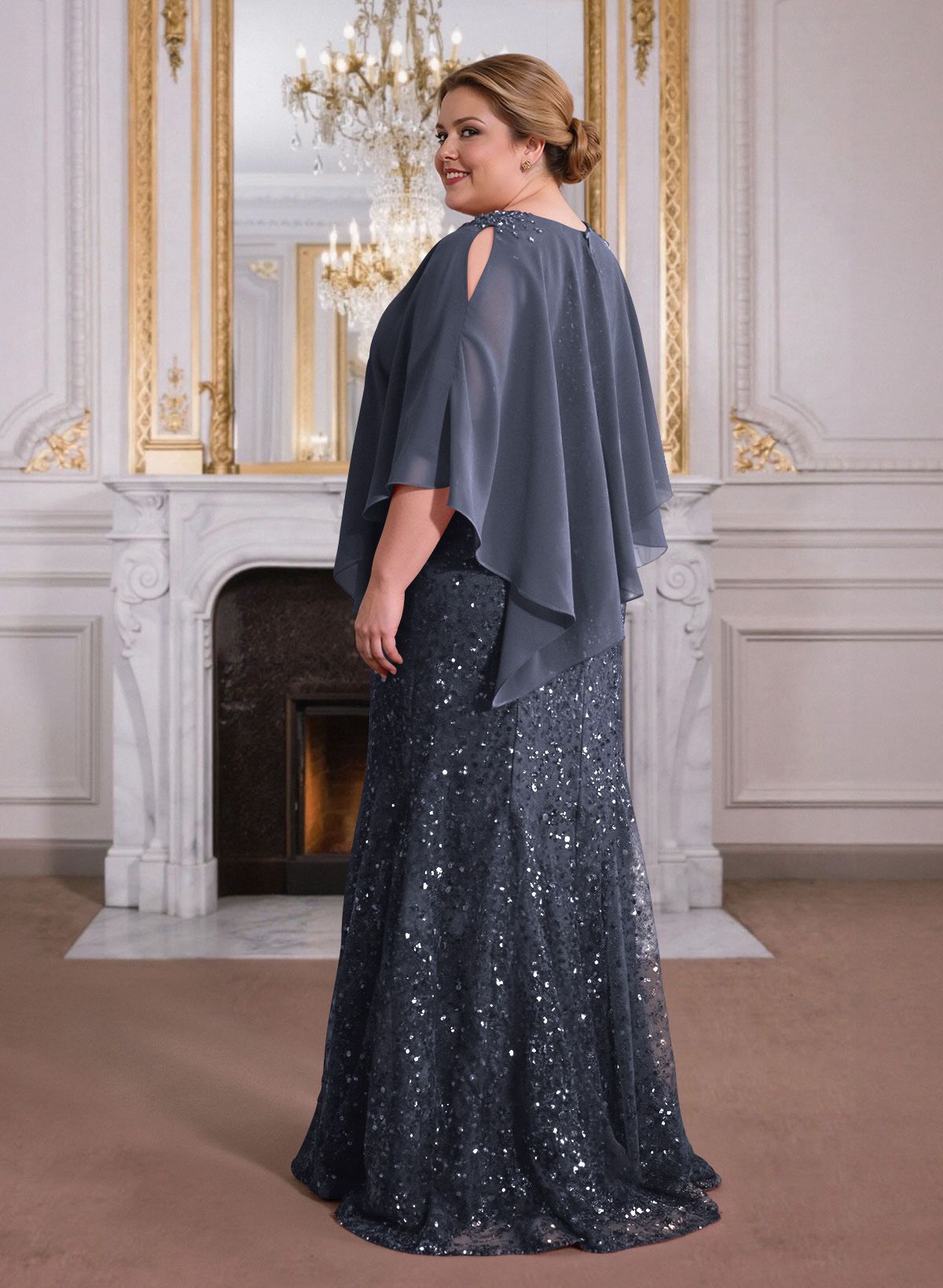 Elegant Floor-Length Chiffon/Sequined Mother Of The Bride Dresses With Beading