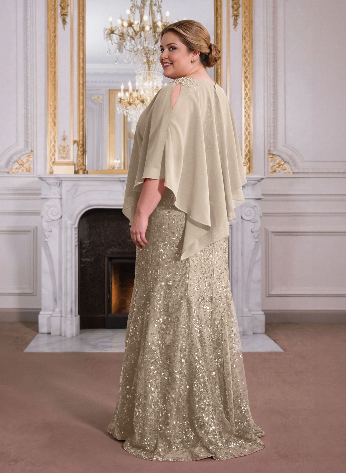 Elegant Floor-Length Chiffon/Sequined Mother Of The Bride Dresses With Beading