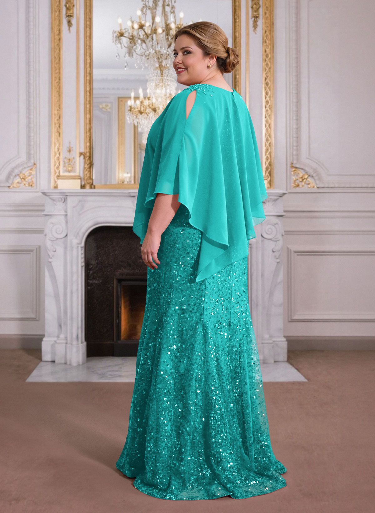 Elegant Floor-Length Chiffon/Sequined Mother Of The Bride Dresses With Beading