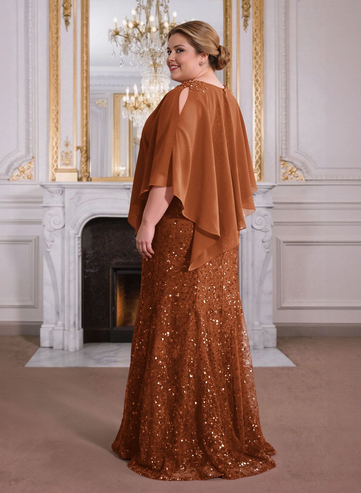 Elegant Floor-Length Chiffon/Sequined Mother Of The Bride Dresses With Beading