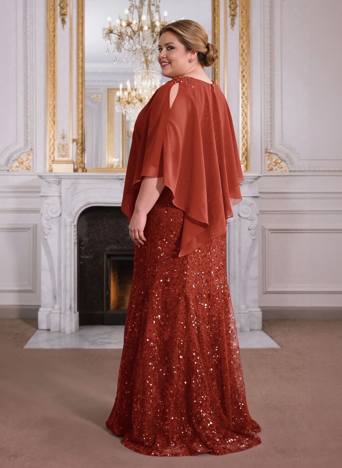Elegant Floor-Length Chiffon/Sequined Mother Of The Bride Dresses With Beading