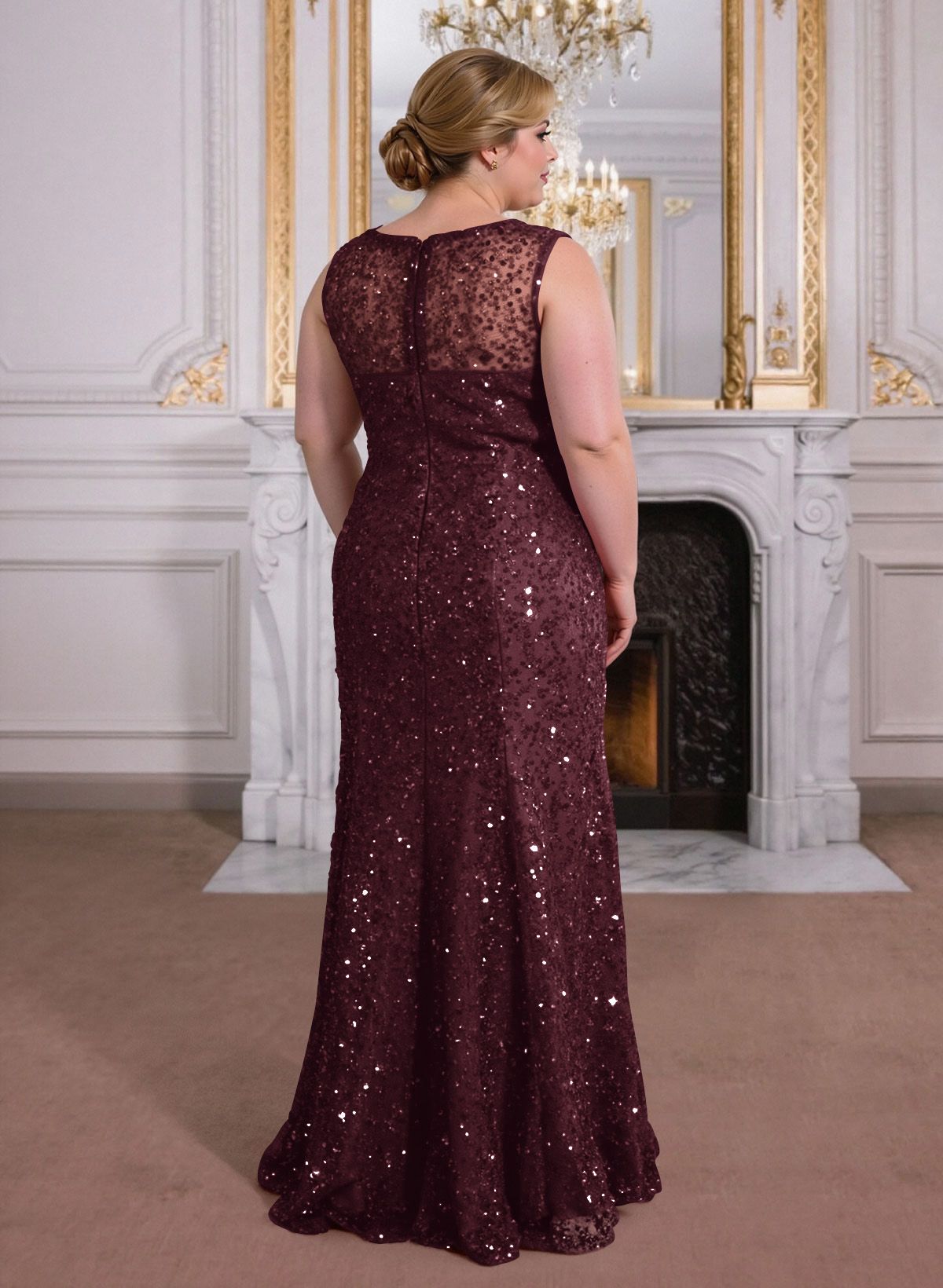 Elegant Floor-Length Chiffon/Sequined Mother Of The Bride Dresses With Beading