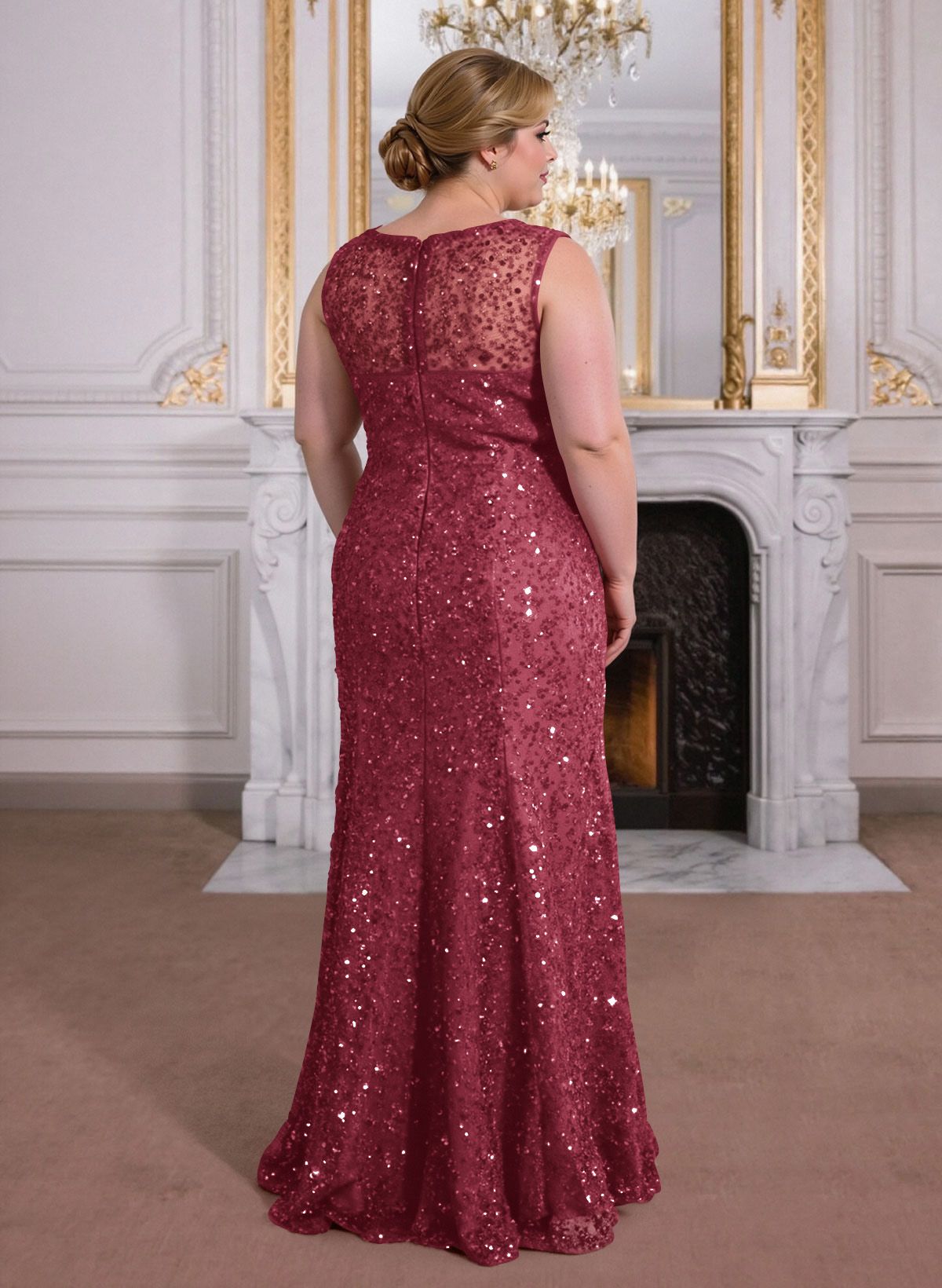 Elegant Floor-Length Chiffon/Sequined Mother Of The Bride Dresses With Beading