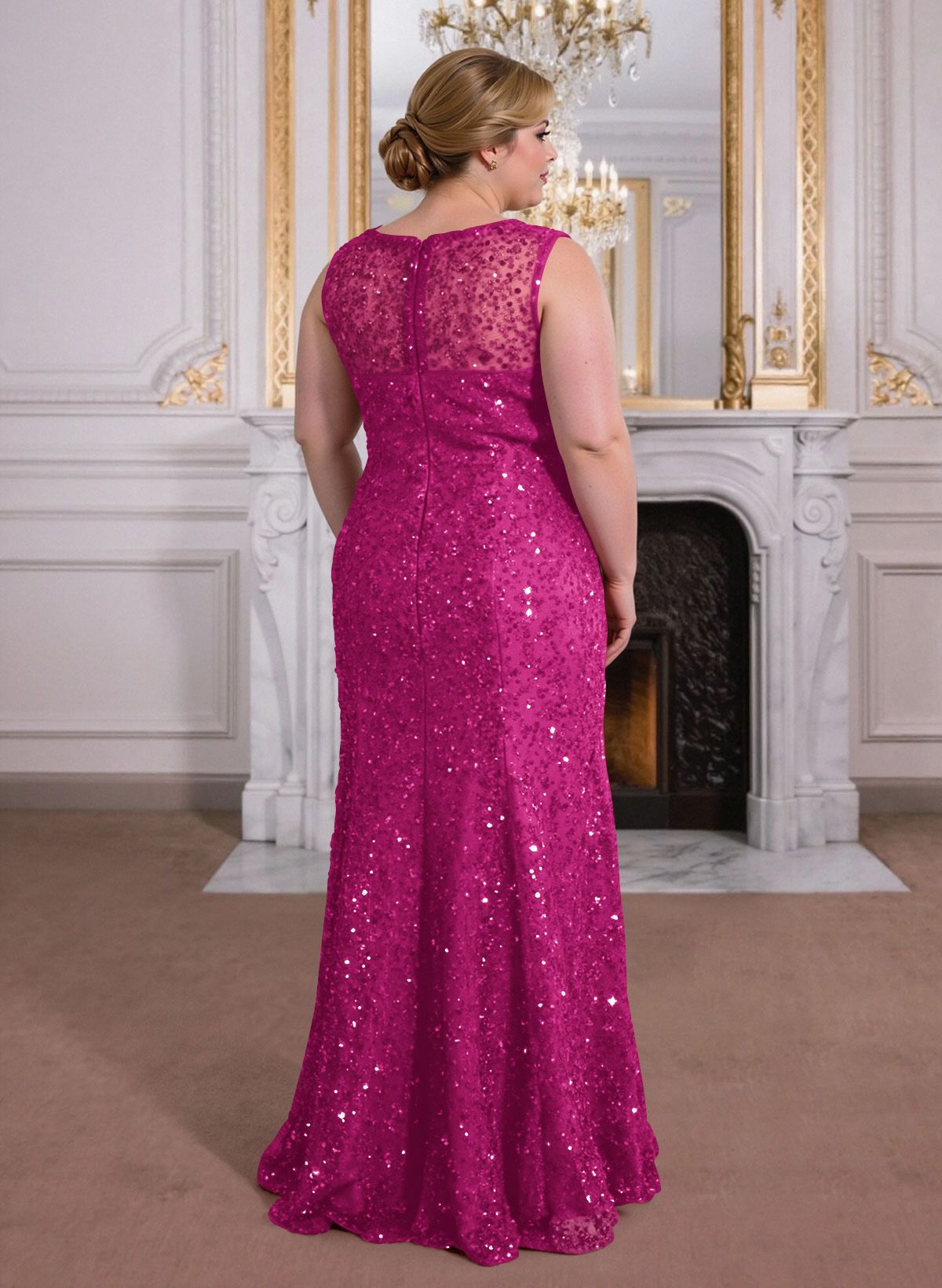 Elegant Floor-Length Chiffon/Sequined Mother Of The Bride Dresses With Beading