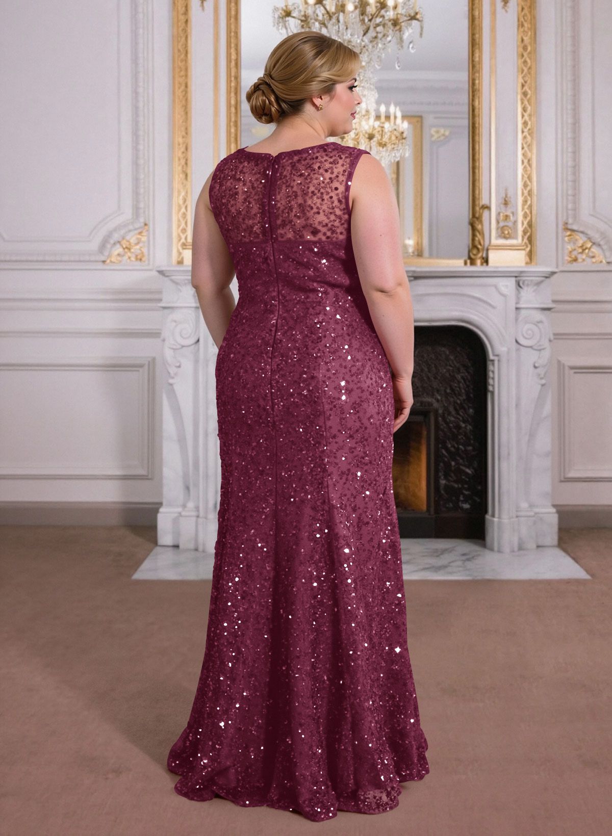 Elegant Floor-Length Chiffon/Sequined Mother Of The Bride Dresses With Beading
