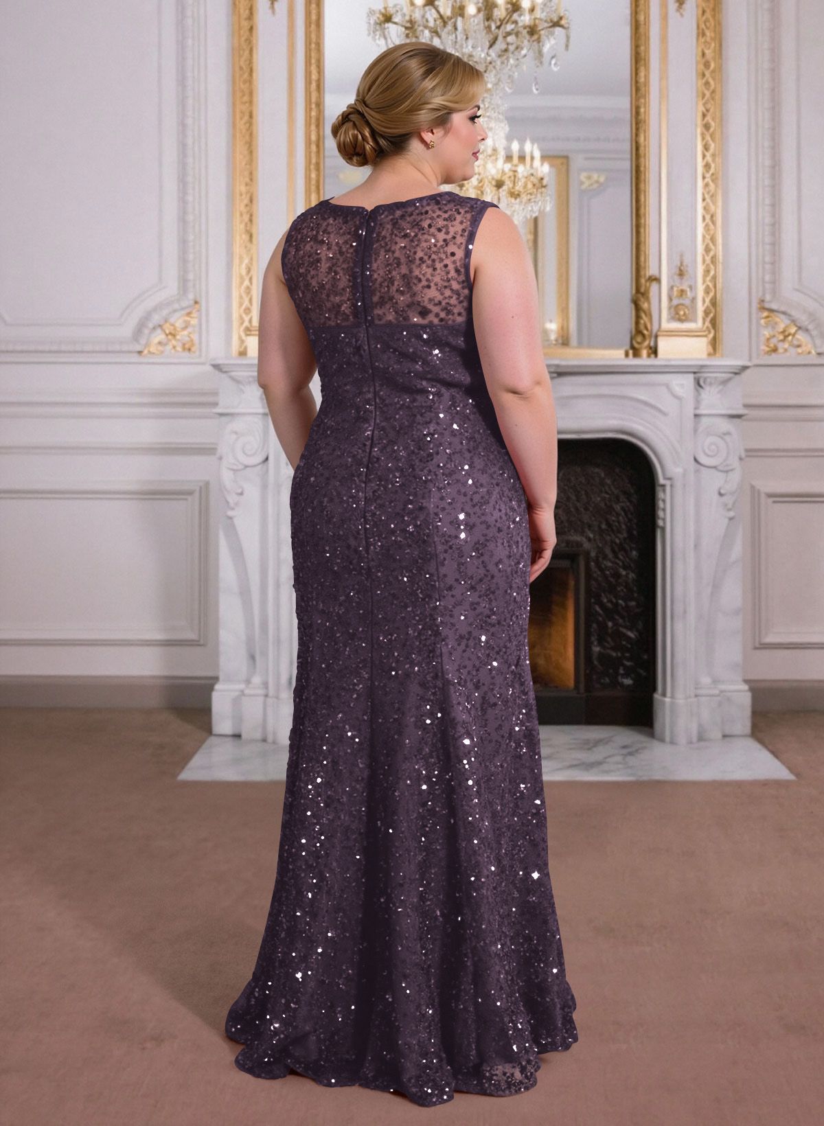 Elegant Floor-Length Chiffon/Sequined Mother Of The Bride Dresses With Beading