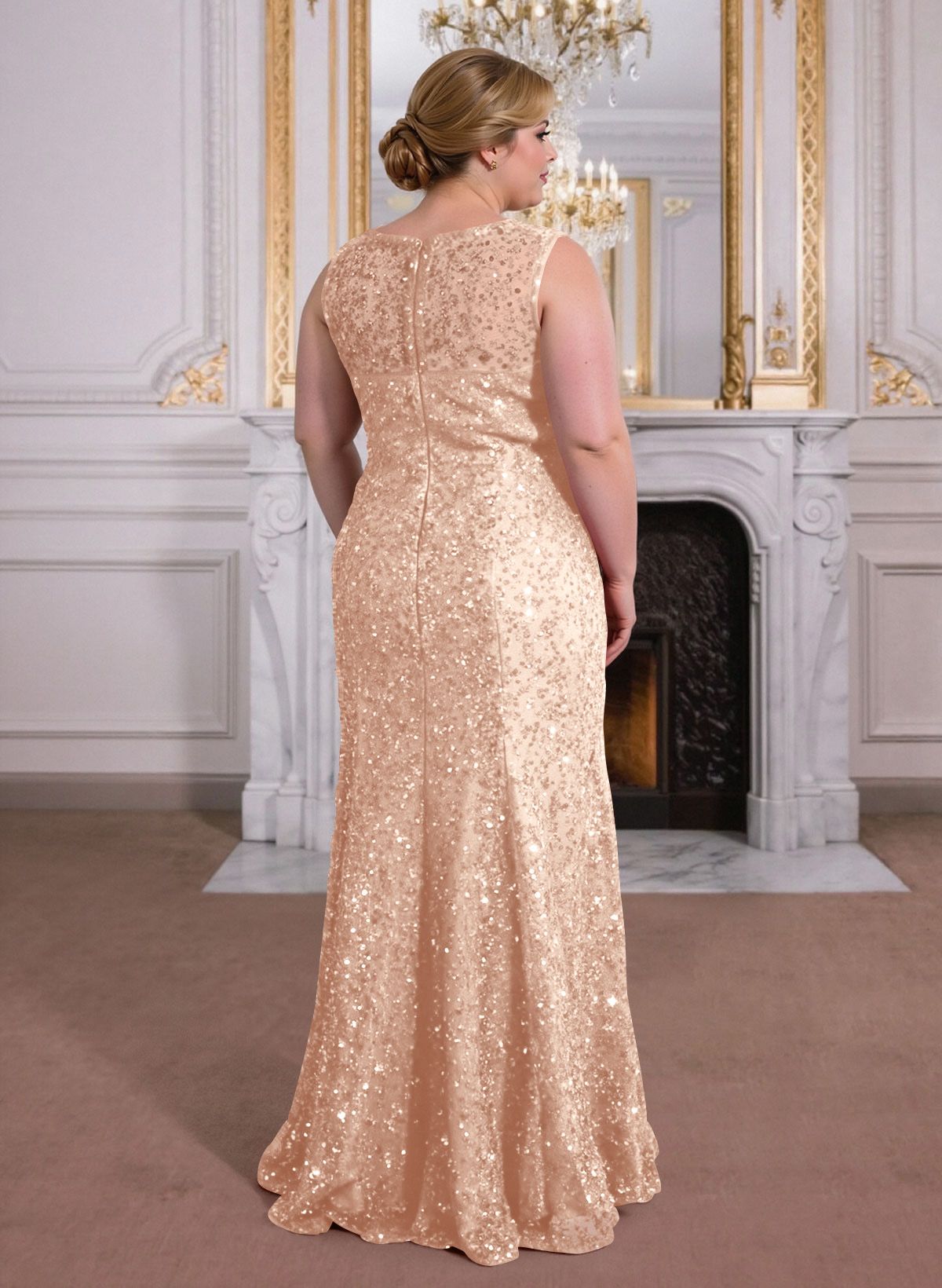 Elegant Floor-Length Chiffon/Sequined Mother Of The Bride Dresses With Beading
