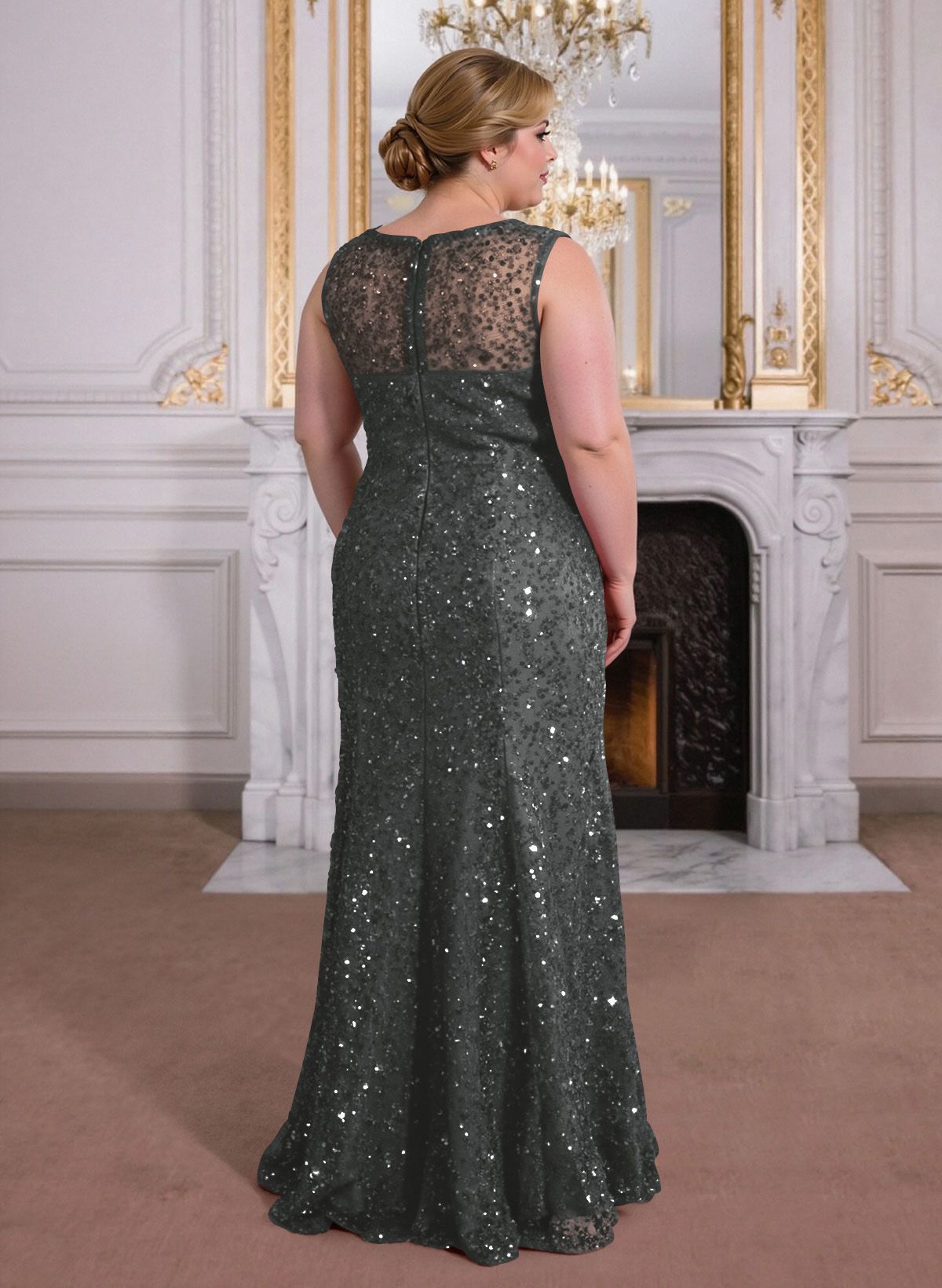 Elegant Floor-Length Chiffon/Sequined Mother Of The Bride Dresses With Beading