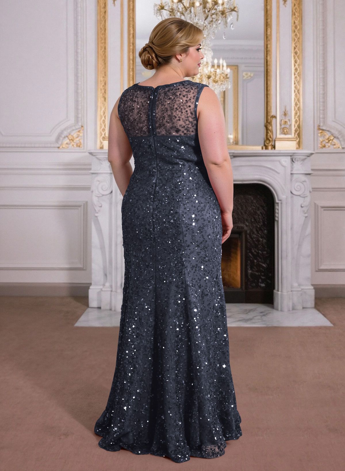 Elegant Floor-Length Chiffon/Sequined Mother Of The Bride Dresses With Beading