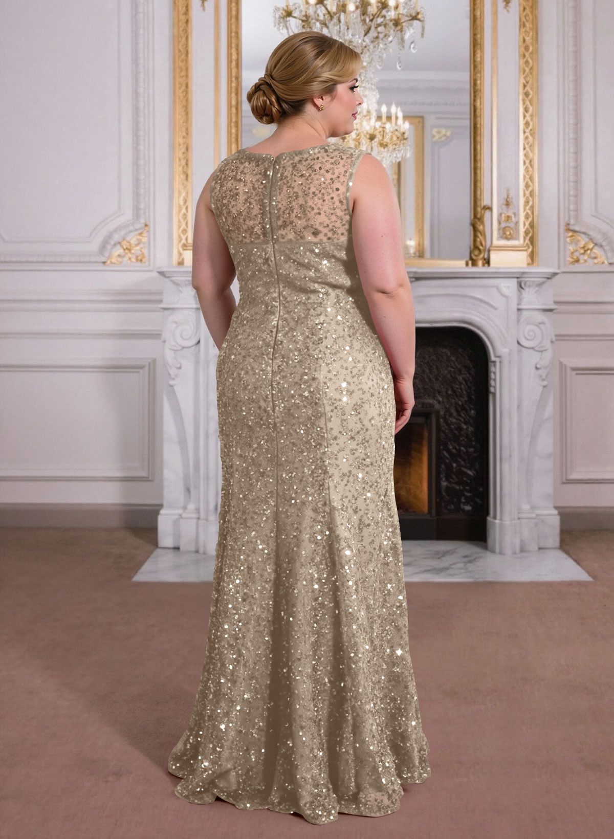 Elegant Floor-Length Chiffon/Sequined Mother Of The Bride Dresses With Beading