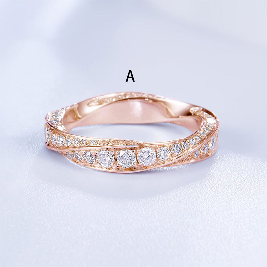 3CT Round Cut Moissanite Twist Design Smooth Wedding Band In Sterling Silver