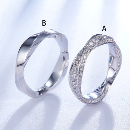 3CT Round Cut Moissanite Twist Design Smooth Wedding Band In Sterling Silver