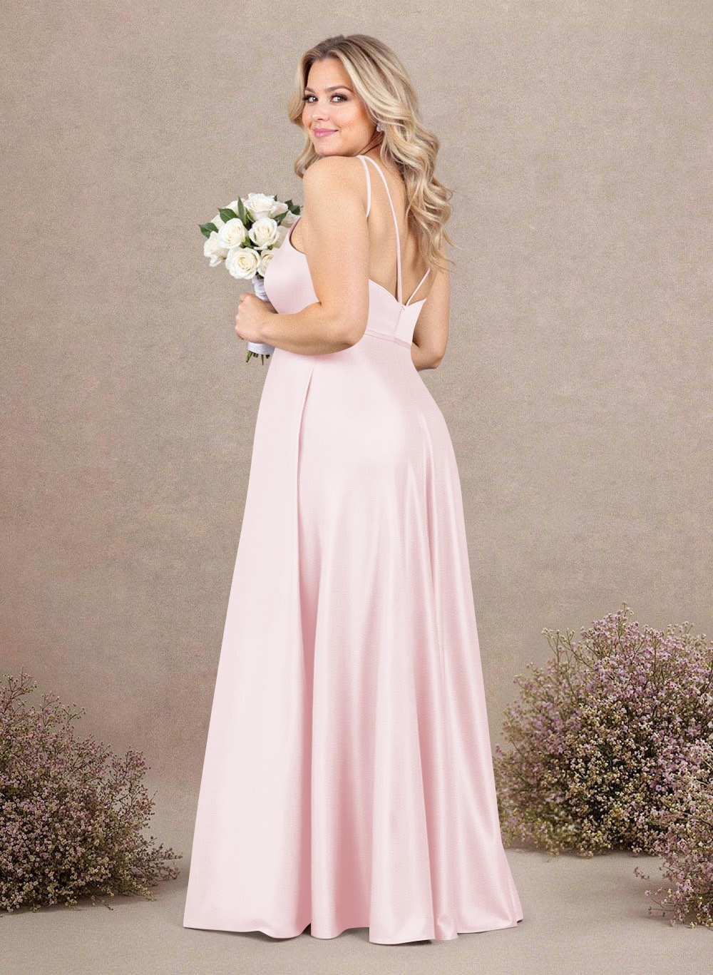 Classic Scoop Neck A-Line Floor-Length Satin Bridesmaid Dresses, product image 231