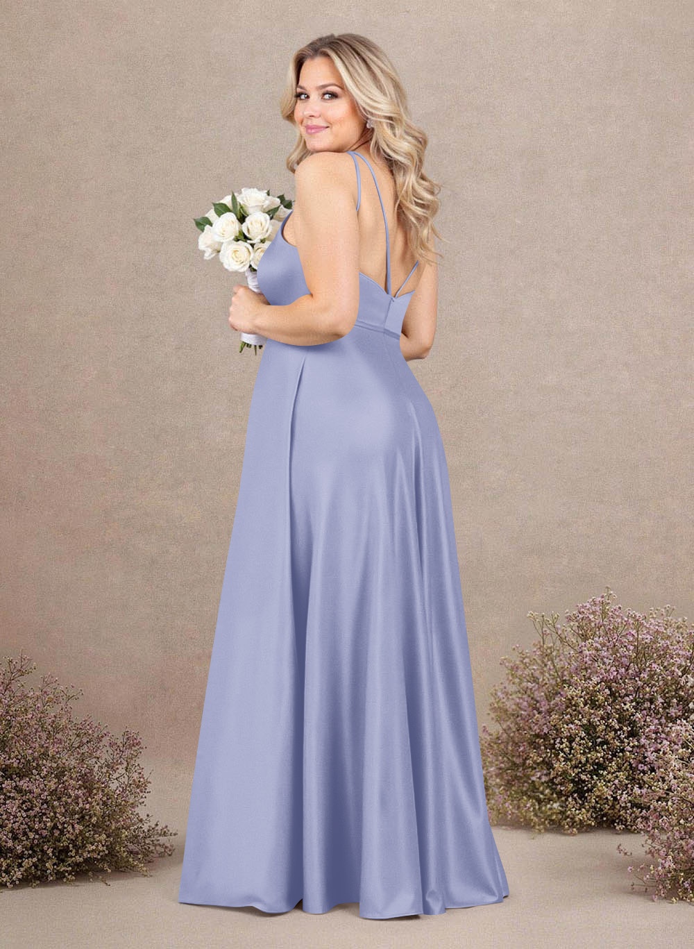 Classic Scoop Neck A-Line Floor-Length Satin Bridesmaid Dresses, product image 217