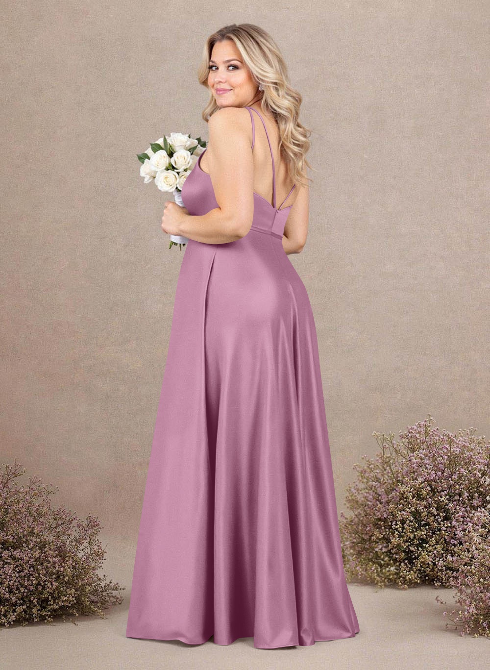 Classic Scoop Neck A-Line Floor-Length Satin Bridesmaid Dresses, product image 221