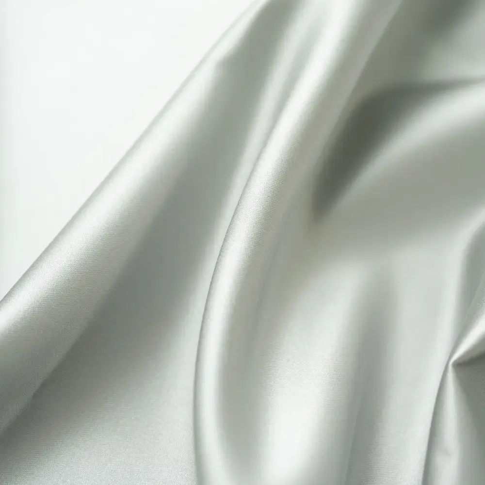 Silver Matte Satin Fabric By The 1/2 Yard