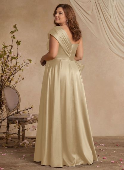 A-Line One-Shoulder Sleeveless Satin Mother Of The Bride Dresses With High Split