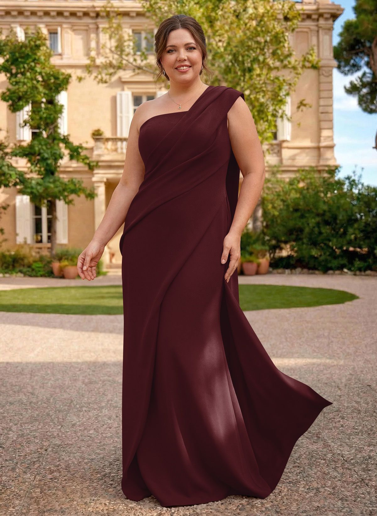 One-Shoulder Floor-Length Elastic Satin Mother Of The Bride Dresses