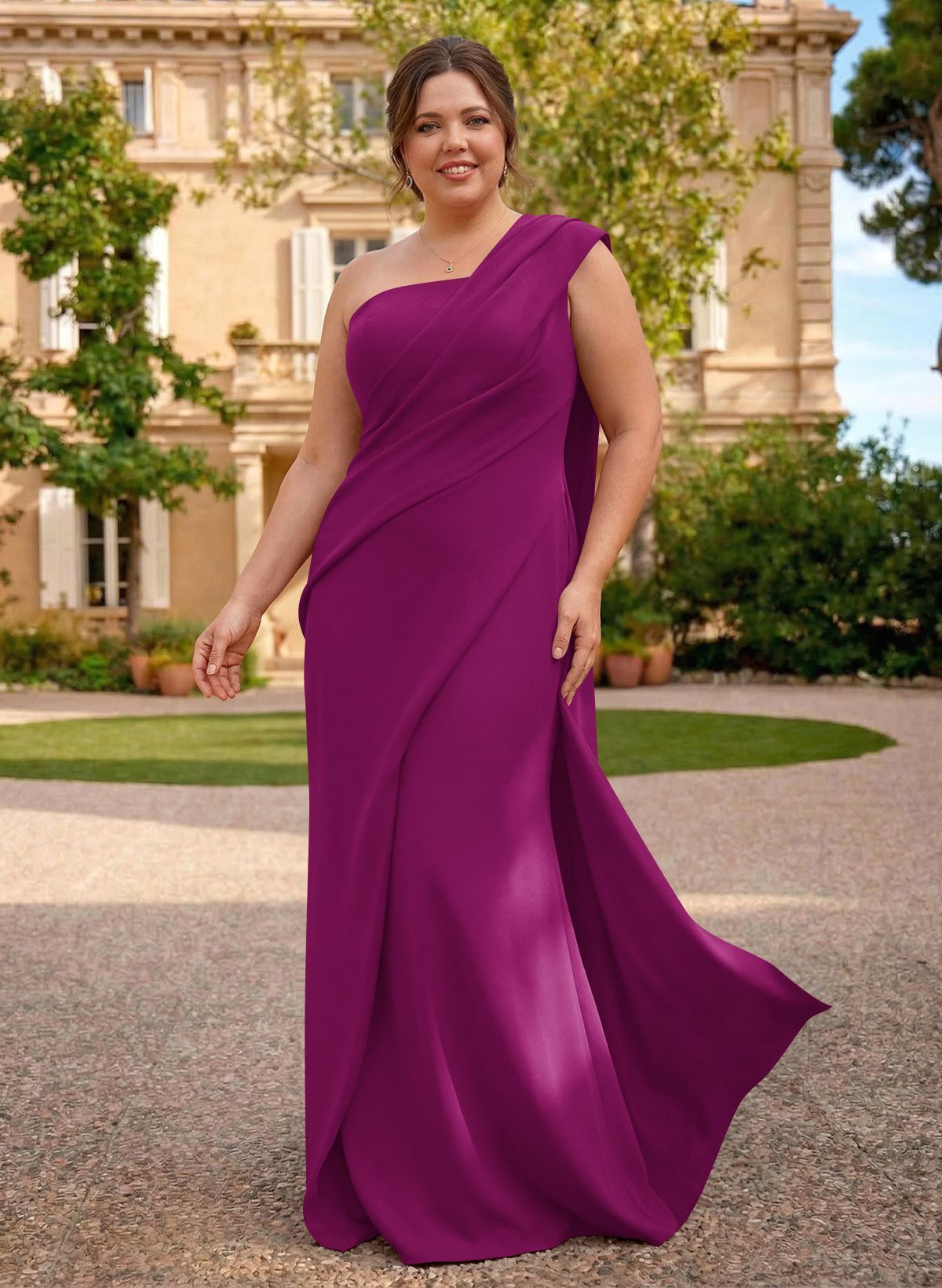 One-Shoulder Floor-Length Elastic Satin Mother Of The Bride Dresses