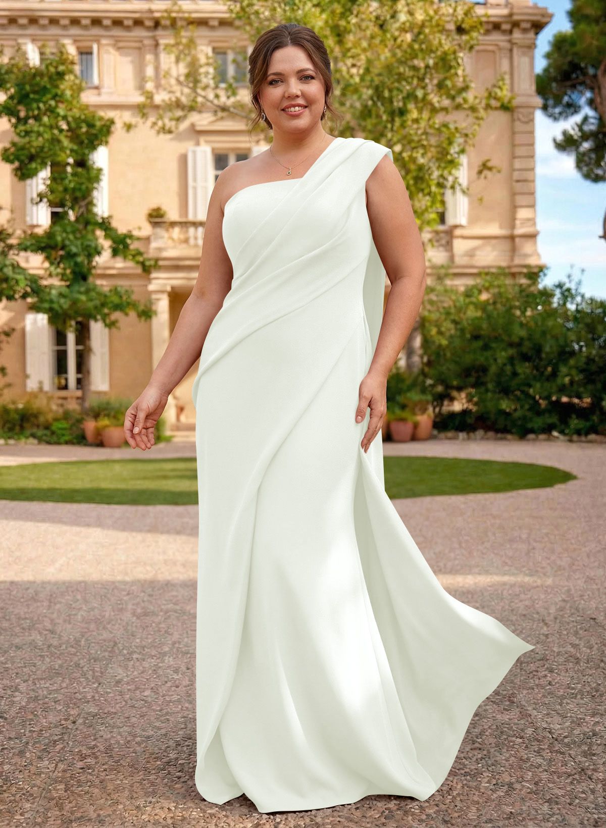 One-Shoulder Floor-Length Elastic Satin Mother Of The Bride Dresses