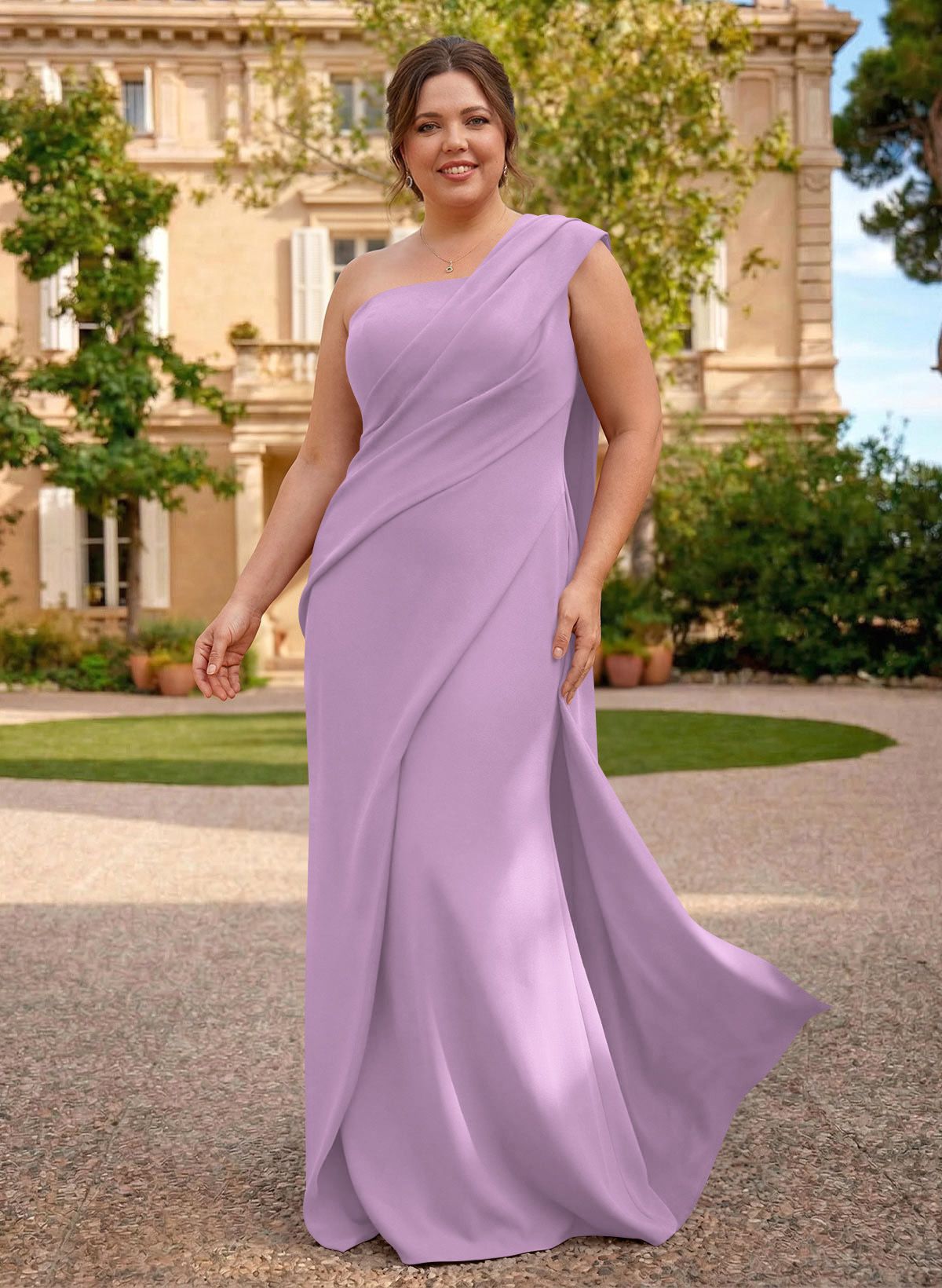 One-Shoulder Floor-Length Elastic Satin Mother Of The Bride Dresses