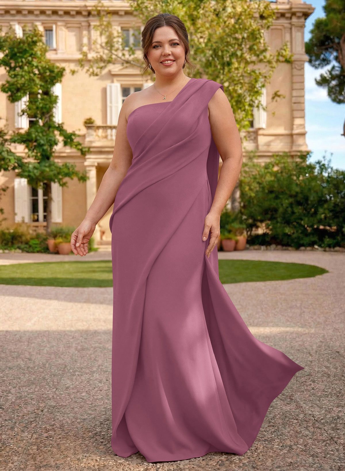 One-Shoulder Floor-Length Elastic Satin Mother Of The Bride Dresses
