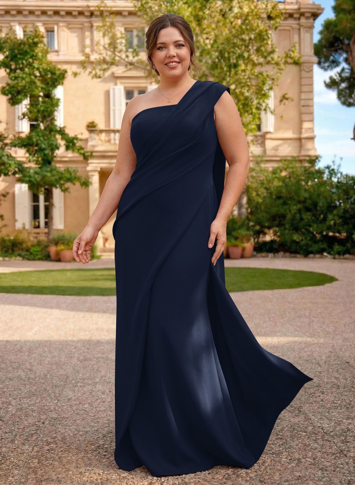 One-Shoulder Floor-Length Elastic Satin Mother Of The Bride Dresses