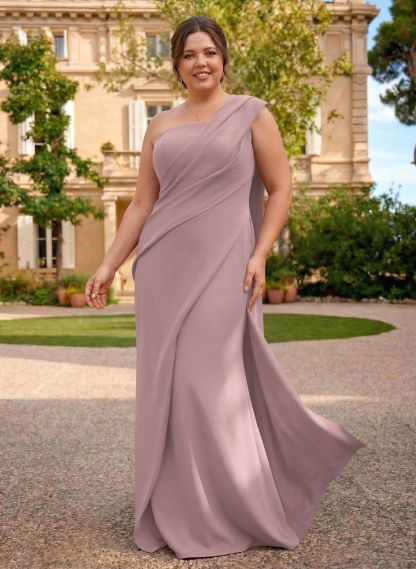 One-Shoulder Floor-Length Elastic Satin Mother Of The Bride Dresses
