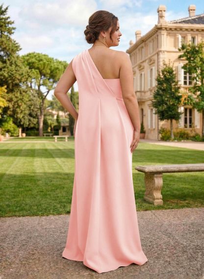 One-Shoulder Floor-Length Elastic Satin Mother Of The Bride Dresses