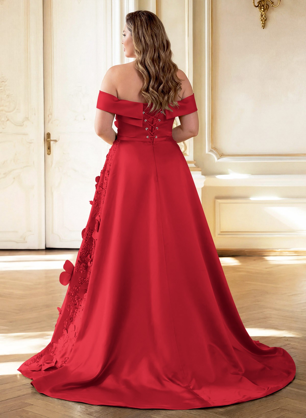 Trumpet/Mermaid Off-The-Shoulder Sweep Train Satin Mother Of The Bride Dresses With Overskirt Dress