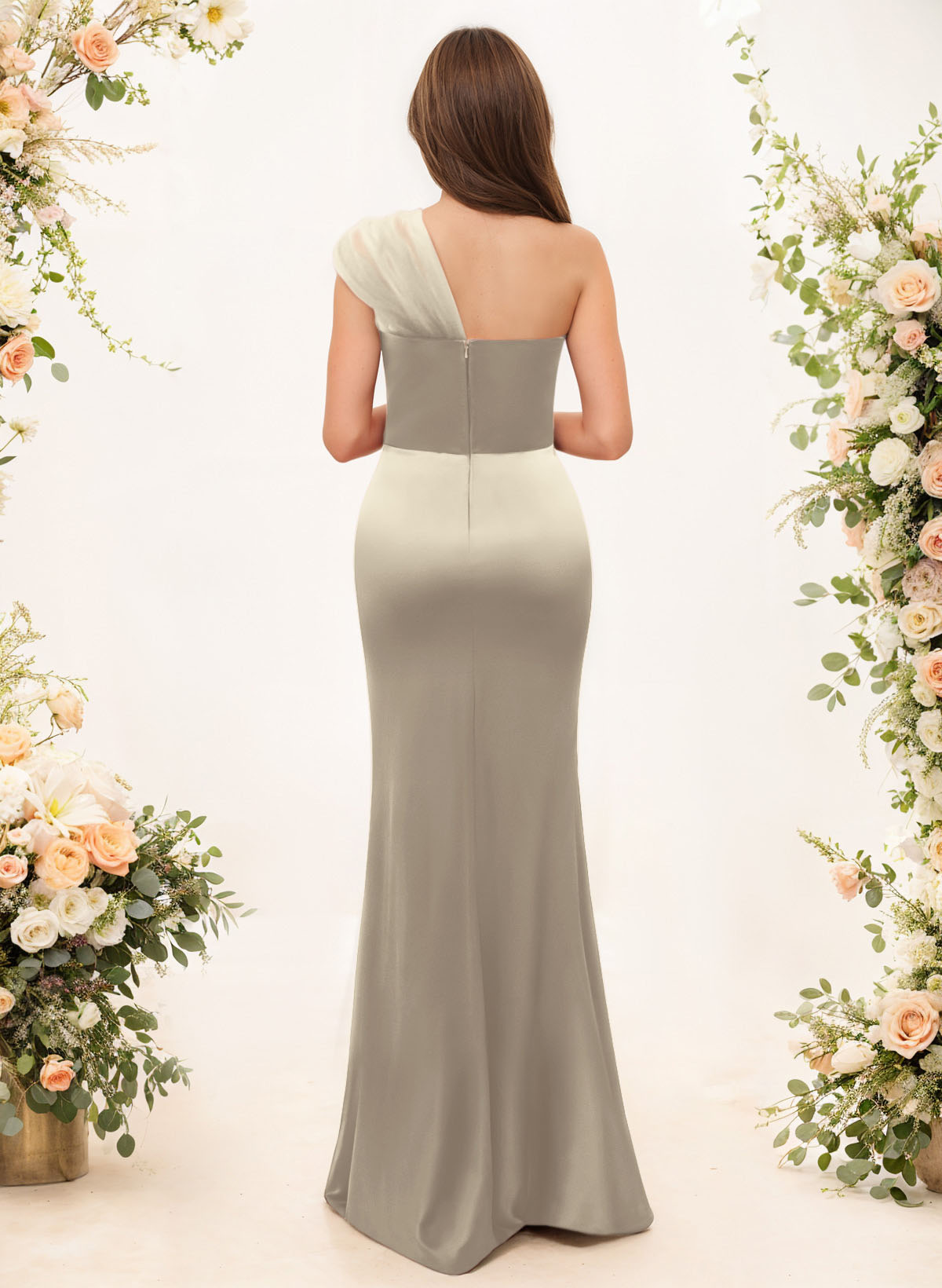Trumpet/Mermaid One-Shoulder Sleeveless Satin/Tulle Bridesmaid Dresses, product image 273