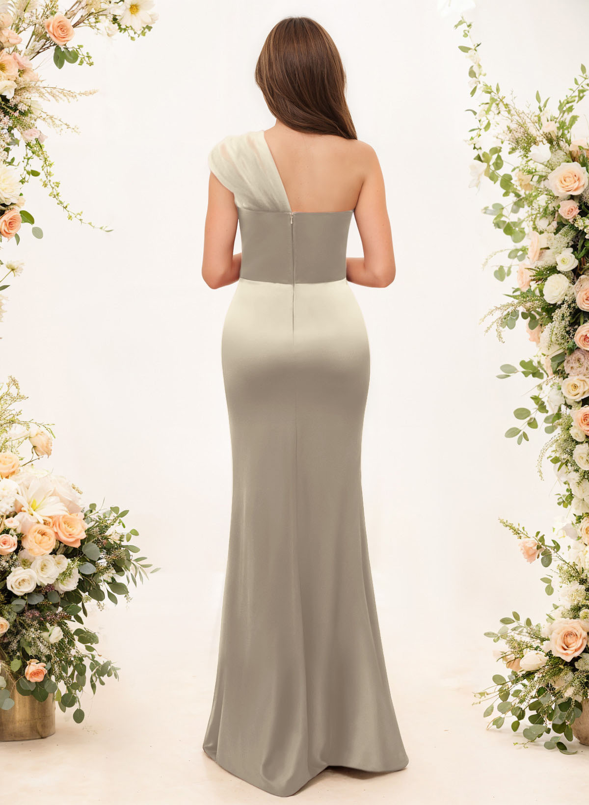 Trumpet/Mermaid One-Shoulder Sleeveless Satin/Tulle Bridesmaid Dresses, product image 273
