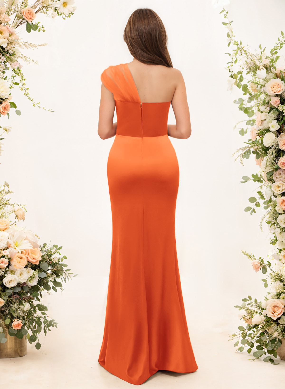 Trumpet/Mermaid One-Shoulder Sleeveless Satin/Tulle Bridesmaid Dresses, product image 298